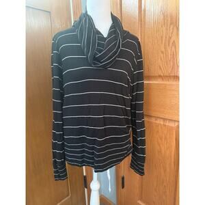 Cable & Gauge Striped Cowl Neck Top Size Large